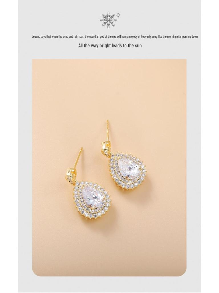 Boucles d'oreilles élégantes en zircon en forme de goutte d'eau: Style Européen et Américain Luxueux pour Banquets et Soirées