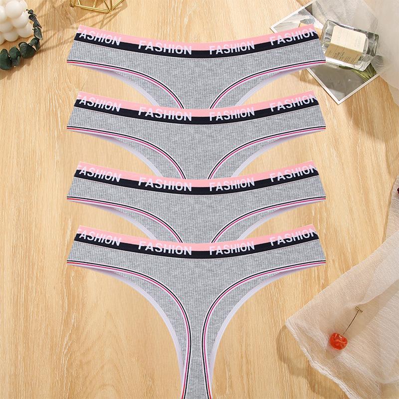 FINETOO 4 Stück/Set Damen Nahtlose Baumwollslips Intimates Sexy Slips Atmungsaktive Unterwäsche Weiblich Niedrige Taille Weiche Dessous S-XL