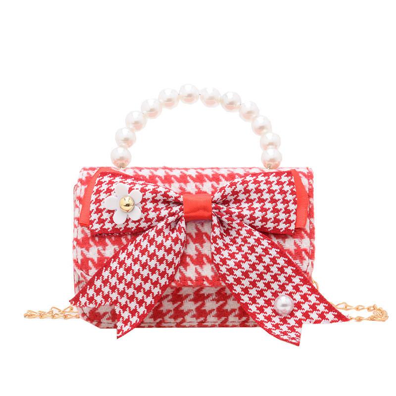 Butterfly Knot Stylish Girls Handbag Pearl Shoulder Bag For Children With Design Cute