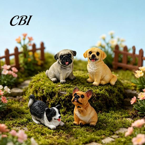 Decorative Resin Statues Cute Puppy Figurine, Ornament for Desk And Car Decor, Small Garden Realistic Dog Figurines, Miniature Animal Statue