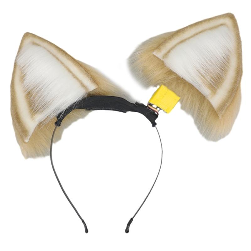 Opaska do włosów na baterie Elektryczne uszy zwierząt Opaska do włosów Kostium do odgrywania ról opaska do włosów Zdalne sterowanie Pluszowy ogon Rekwizyty sceniczne
