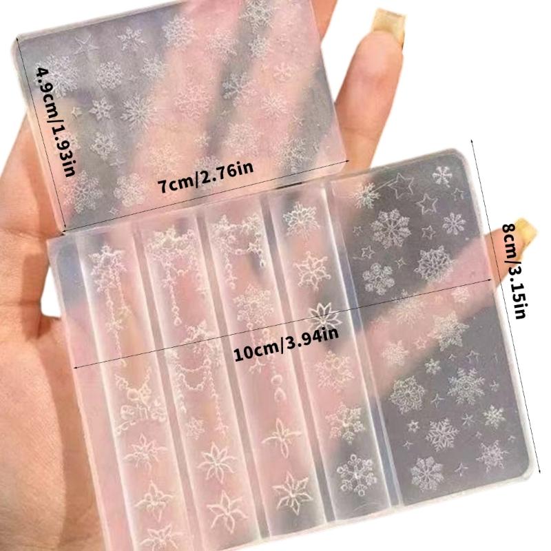 Nails Art Silicone Mold Snowflake Theme Manicure Training Tool Professional Manicure Supplies for Various Occasion
