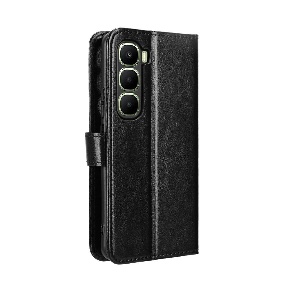 For Infinix Hot 60 Pro+ 4G PU Leather Case with Strap Crazy Horse Texture Phone Wallet Cover