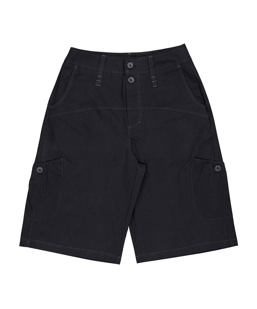 Beoteoni Button Cargo Bermuda Pants (Black)