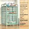 Large Cat House Square Tube Metal Enclosure Multi-Level Kitty Mansion & Pet Playpen Movable Storage Shelf & Comfortable Cat Bed