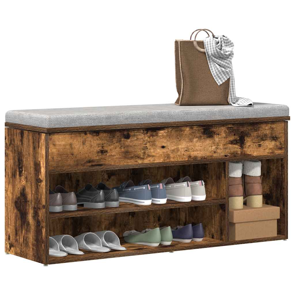 Shoe Bench Smoked Oak Finish 102 x 30.5 x 45 cm Particleboard