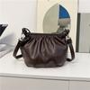 Vintage Ruched Leather Handbag for Women, Soft Multi-pocket Shoulder Crossbody Bag, Casual Large Capacity Hobo Purse for Daily Work Travel