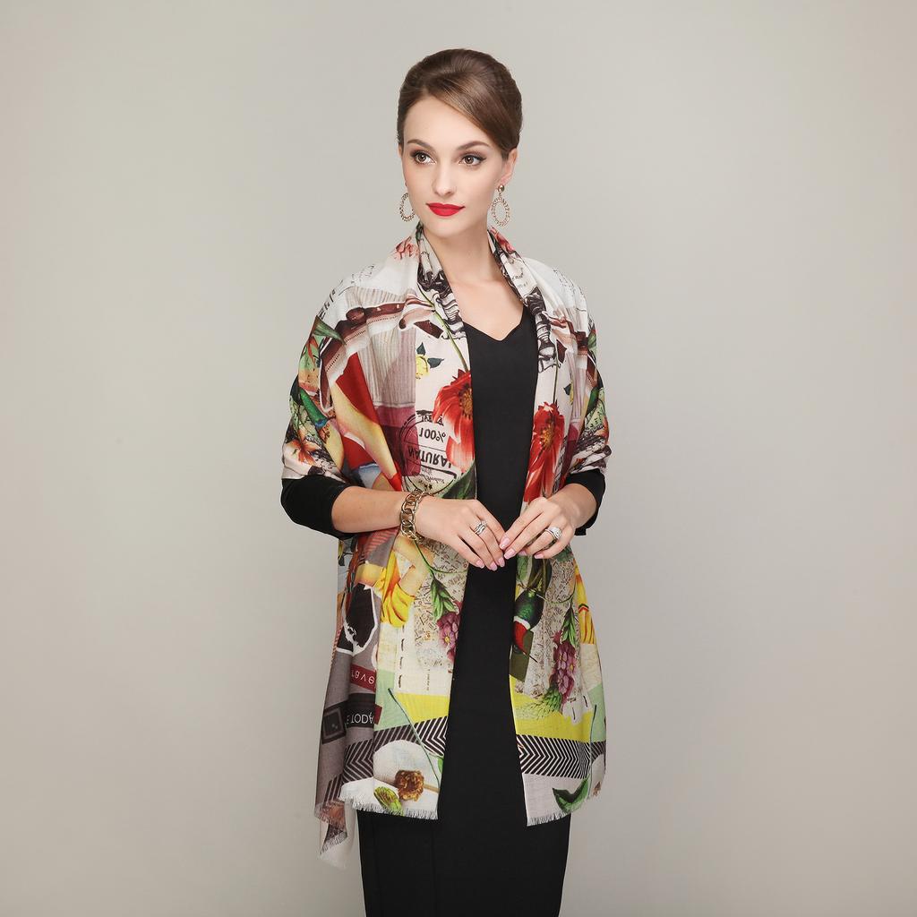 Pure Wool Scarves New Design Plus Size Wool Scarf Wraps Fashion Elegant Brand Pashmina Women All-Match Warm Winter Scarf Shawl