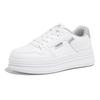 2025 Summer Girls' White Casual Breathable Running Shoes - Versatile Thick Sole Dad Sneakers
