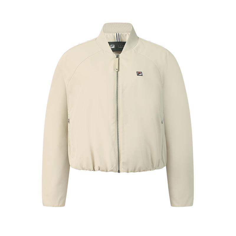 Fila Tennis Fashion Minimalist Classic Retro Sports Casual Comfortable Warm Loose Short Cotton Jacket Women jackets Apricot A11W613904FBG