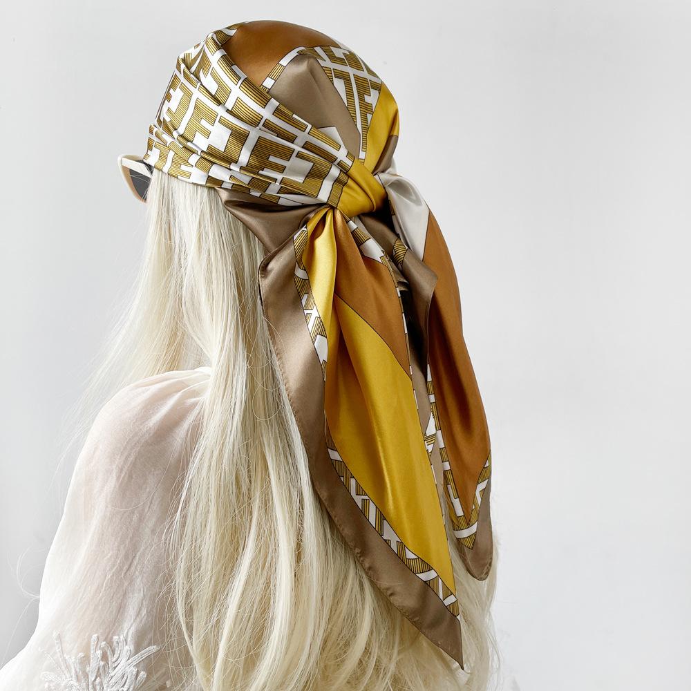 New 90cm Silk Scarf Ladies Wrap Scarf Printed Scarf Satin Large Square Scarf Scarf