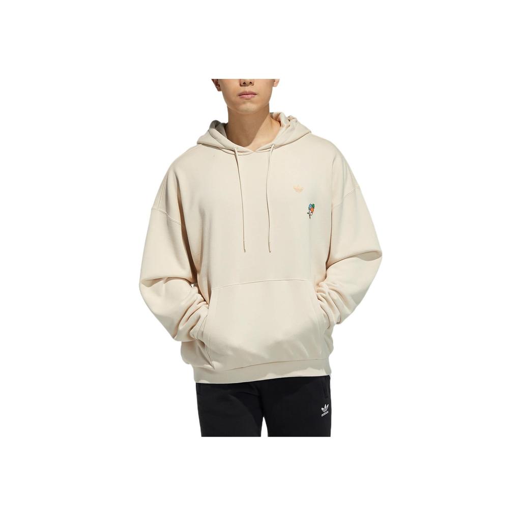 Adidas Originals Trefoil X Bee With You Co-Branded Logo Print Hoodie With Drawstring Long Sleeves Men Tops Off-White HB6865