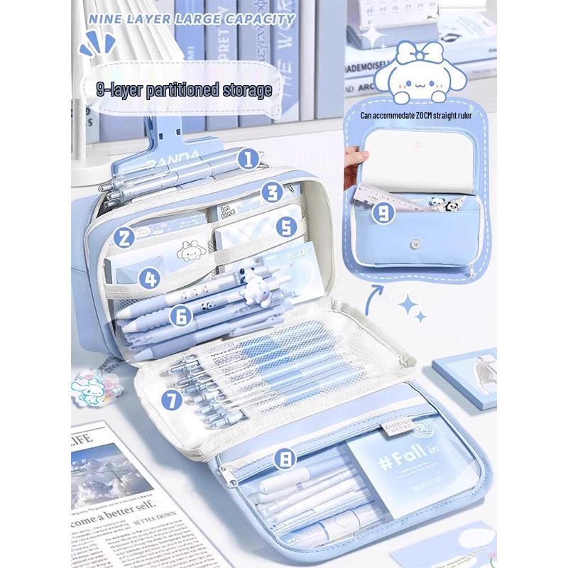 9-Tier Large Capacity Flip-Top Pencil Case for Girls and Boys - Ideal for Elementary and Junior High School Students