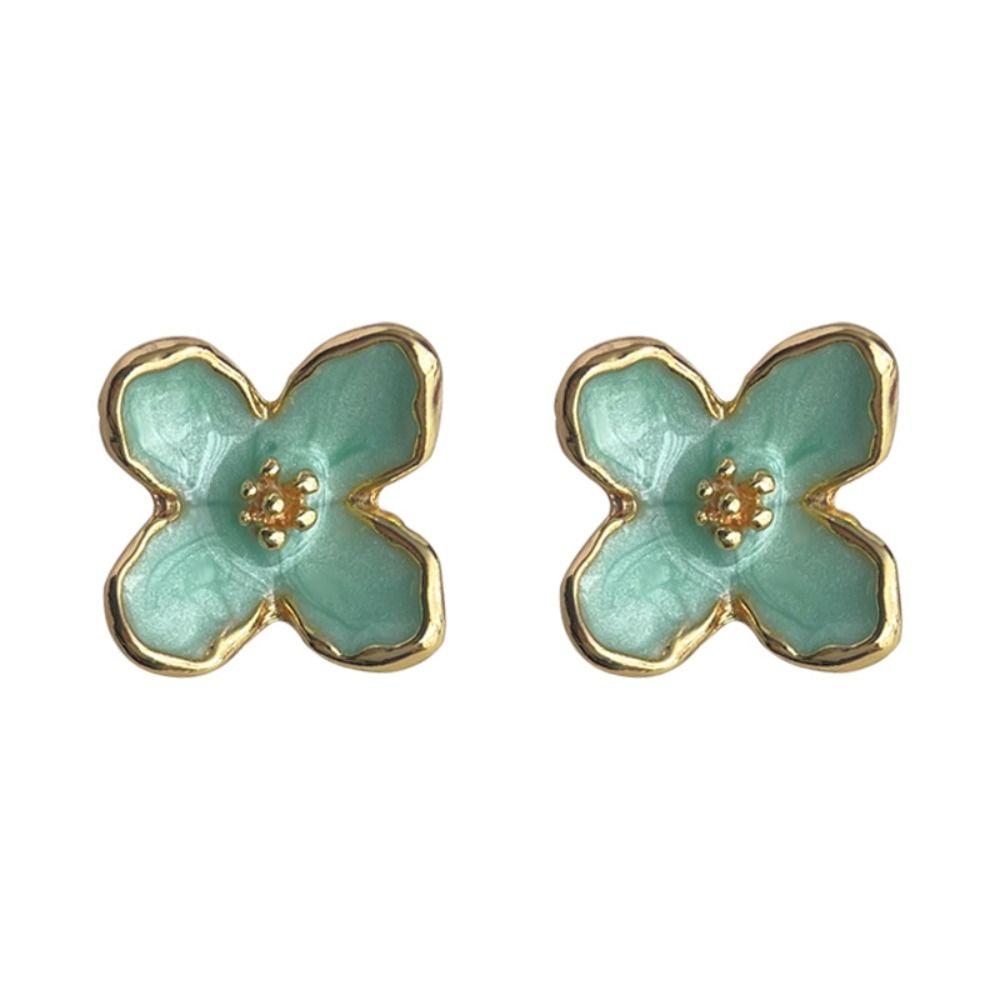 Temperament Mint Green Stud Earrings Fashion Flower Earrings Personality Chic Jewelry for Women