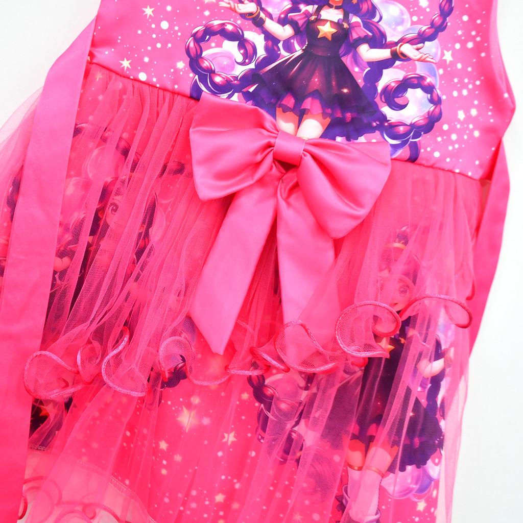 83150 Children Girls Lily Lovebraids Game Anime Print Bow Mesh Princess Dress