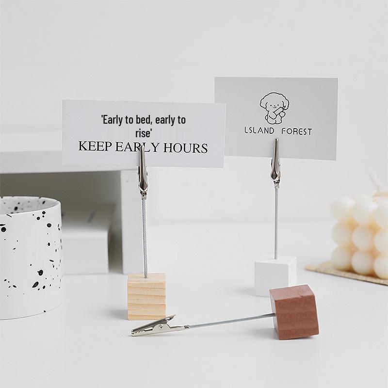 Retro Wooden Business Card and Photo Holder – Cute Memo Stand
