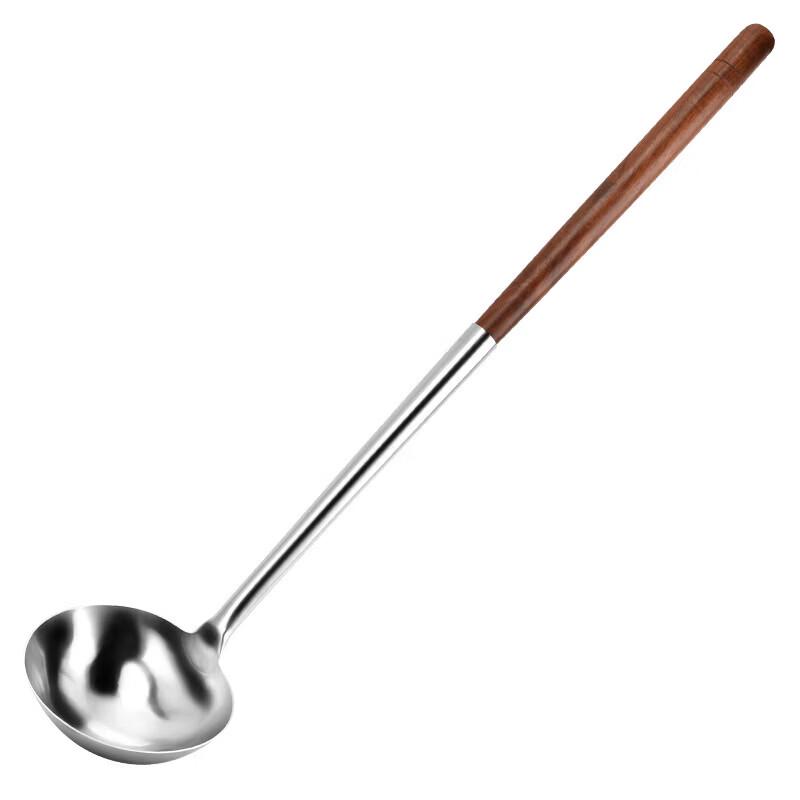 Zhishi Stainless Steel Cooking Spatula with Long Wooden Handle