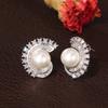 Pearl Pierced Earrings Female Bridal Nuptial Wedding Occasion Jewelry Bright Zirconia Accessories Engagement Gathering PartyFashion Jewelry