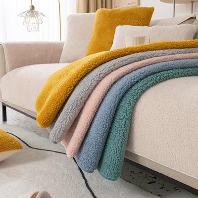 Cuscino per Divano in Lana d'Agnello Ispessito Antiscivolo Peluche Invernale Copridivano Nordico Coperta Asciugamano