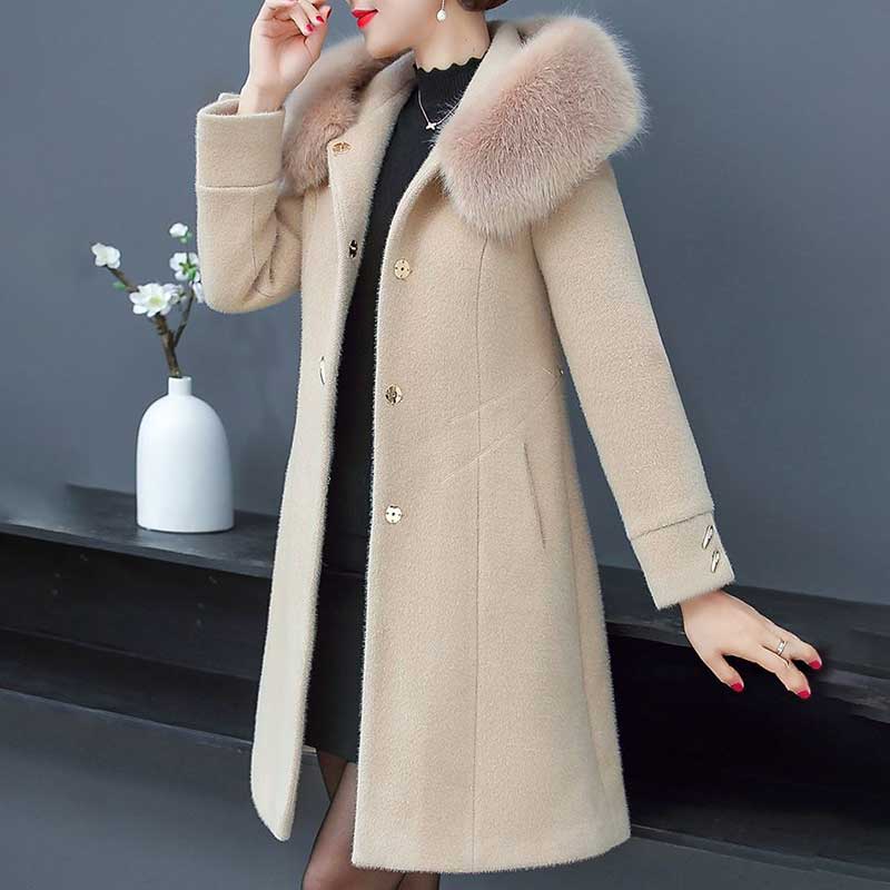 Kobiety w średnim wieku zimowy aksamitny płaszcz z norek jesień i zima 40 lat 50 kobiet w średnim wieku wełniana kurtka matki