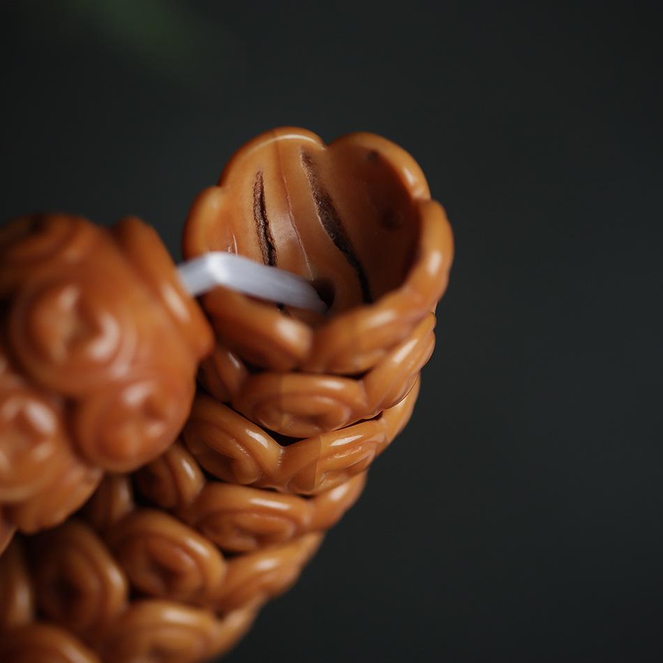 Gold Ingot Monkey Walnut Bodhi Bead Bracelet - High Polish Buddhist Gift for Men and Women