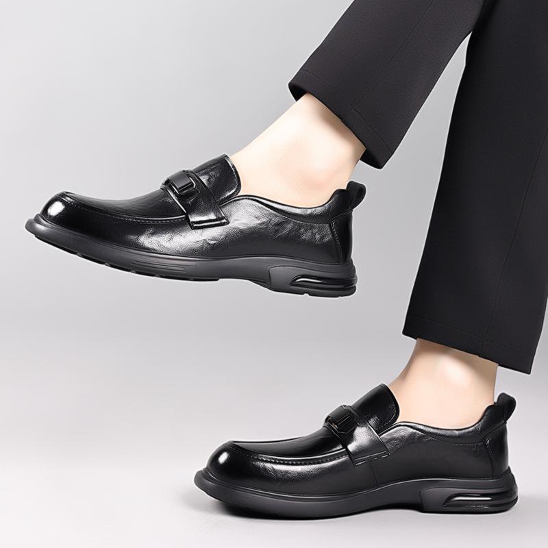 Fashion Mens Leather Shoes Summer Casual Slip on Formal Dress Loafers Breathable Soft Flats for Male Non Slip Driving Office Work Shoes