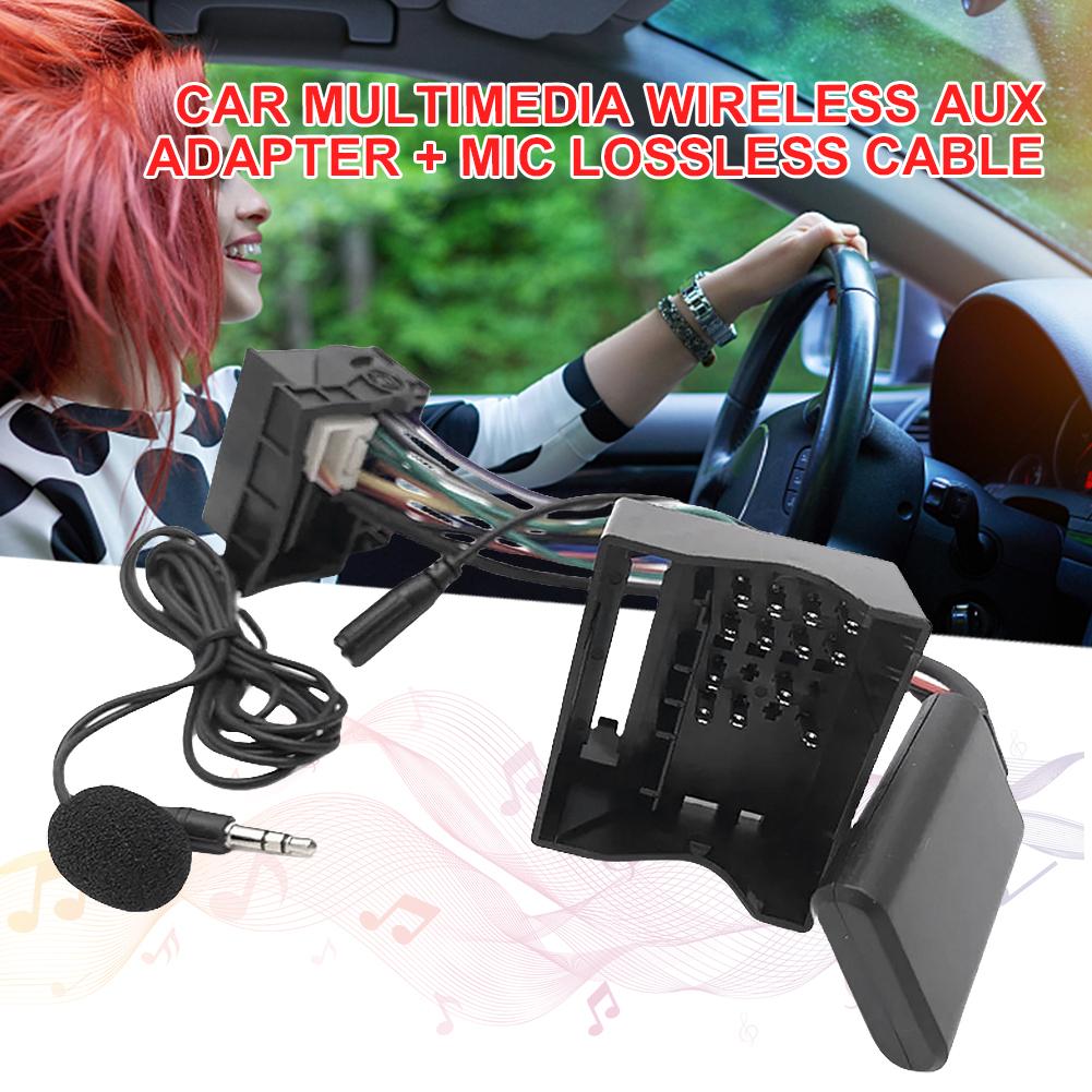 Wireless Radio Stereo Adapter with Microphone Audio Cable Adapter Call Handsfree Audio MP3 Music Adapter for Peugeot 307 308 407