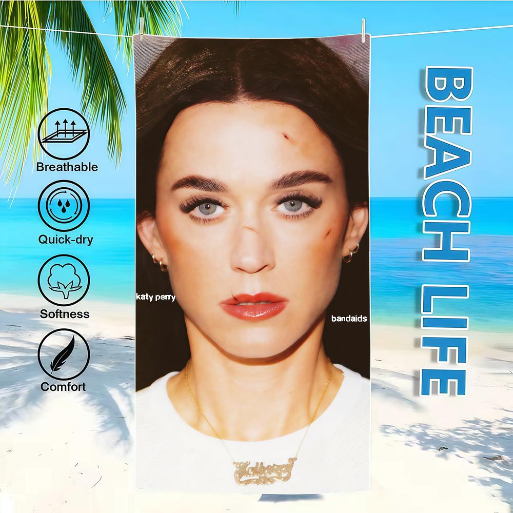 K-KatyS-ES Towel Textile Bathrobe Beach Quick-Drying Lightweight P-PerryS-ES Bandaids Singer Portable Album Camping Swim Pool
