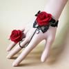 Rose Lace Hand Chain Ring Bracelet Chain Tassel Coins Finger Bracelet Sweet Hand Jewelry for Women and Girls Gifts