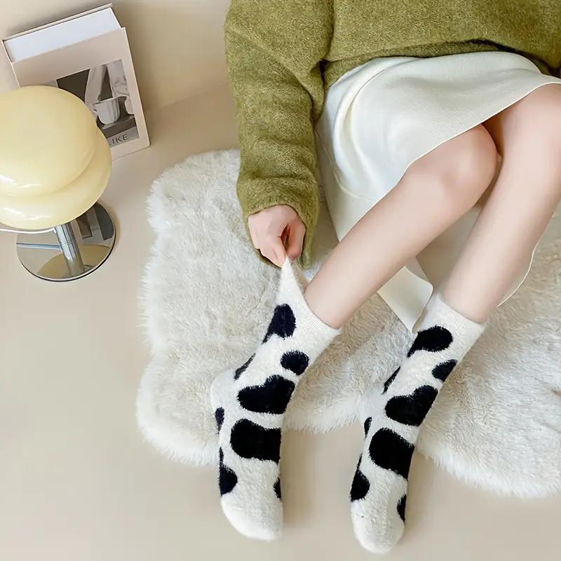 1-20Pairs Winter Warm Padded Socks Thick Mink Plush Cartoon Socks for Girls, Soft Skin-Friendly Home Sleep Socks for Autumn