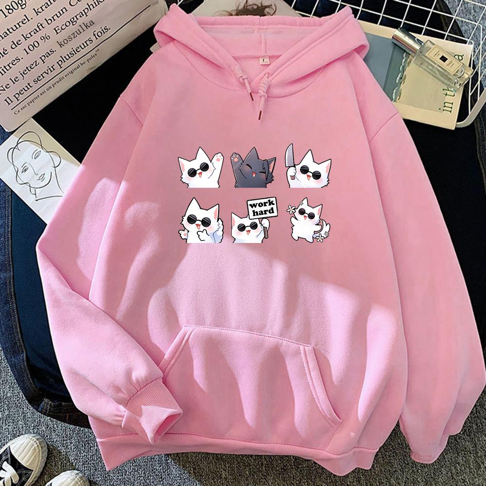Kawaii cat print men's Harajuku hoodie casual sweatshirt Korean sweatshirt high-quality casual hoodie