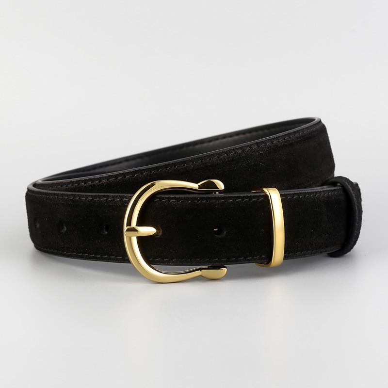 Minimalist Genuine Leather Waist Belt With Pin Closure For Fashionable Ladies And Jeans Black
