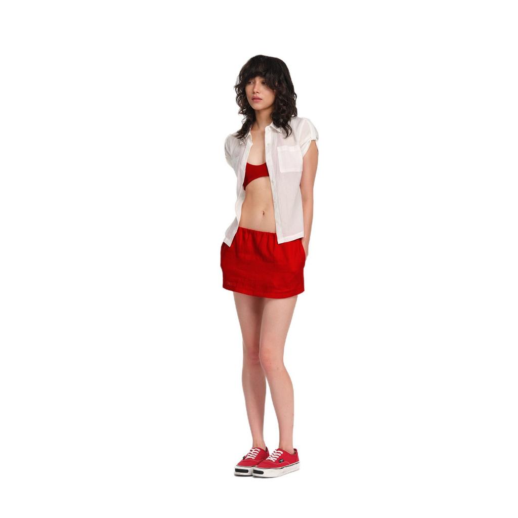 Ladies Summer Linen Mini Skort, American Hot Girl Loose Slim Anti-Chafing Short Skirt, Lightweight Casual Skort for Beach Holiday Daily Street Wear