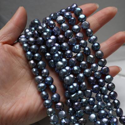 1 Sträng, Svarta Naturliga Färskvattenpärlor, Nuggetpärlor, 8-9 mm, för DIY Halsband, Smyckestillverkning Hantverk, Längd 36 cm