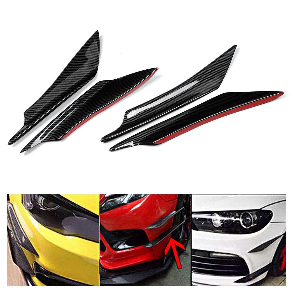 4PcsSet Universal Carbon Fiber Style Car Front Bumper Canards Splitter Fins Deflector