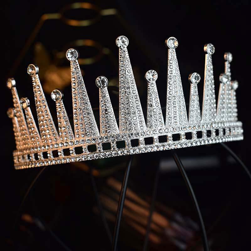 Braut Kristall Königin Krone Hochzeit Haarschmuck Hochzeitskleid Abendkleid Geburtstagskrone Performance Auszeichnung Haarkrone