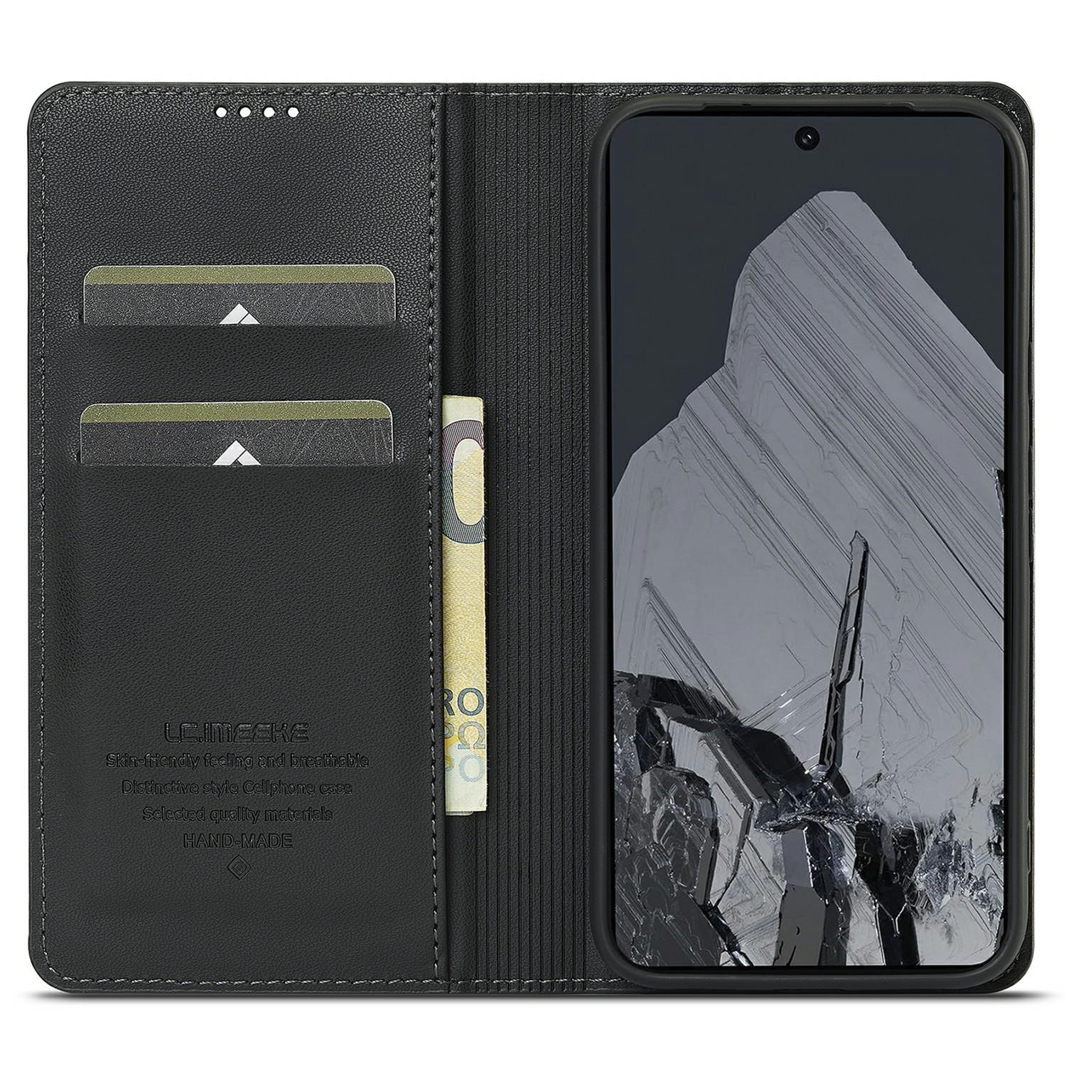 

LC.IMEEKE L1 Series for Google Pixel 8 Pro Case PU Leather Wallet Stand Protective Phone Cover Black