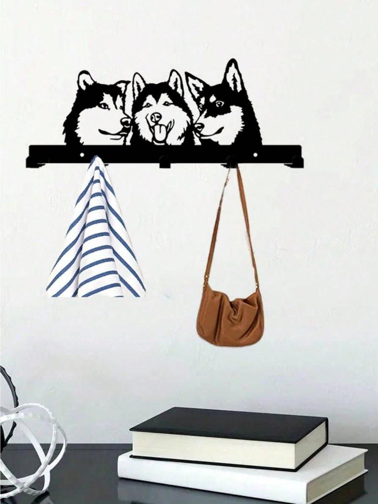 1-2pcs Black Iron Dog Wall Hook, Cute Animal Hanger for Home Decor, Keys & Towels, Dog Lover Gift