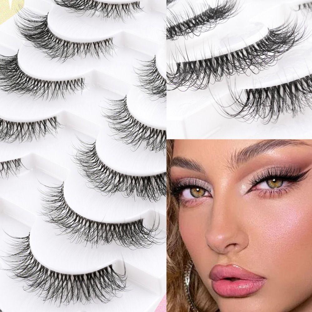3D Curled Wispy Bushy Half Eyelash Eye Tail Lengthening Natural Fluffy Lashes Women