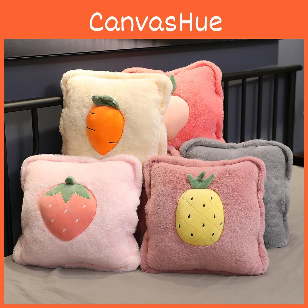 3in1 Fruit Pattern Pillow Blanket Carrot Cactus Pineapple Plush Toy Decoration