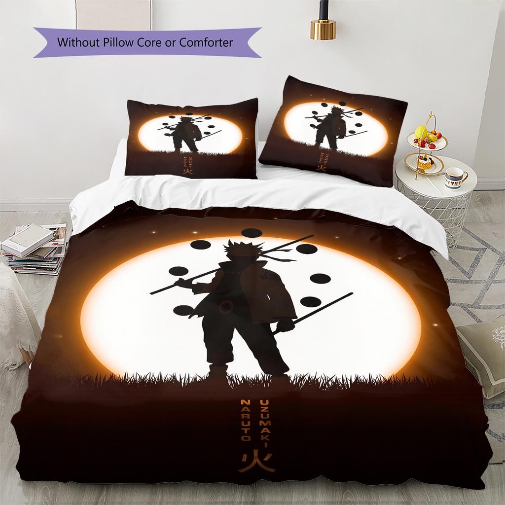 Naruto Anime Character Pattern Bedding Home Decoration Birthday Gift (1 * duvet cover + 2 * pillowcase, without core)