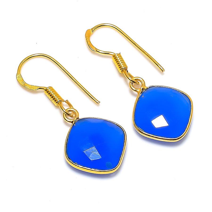 Purple Chalcedony Gemstone 925 Solid Sterling Silver Jewelry Earring 1.34" GK-5906