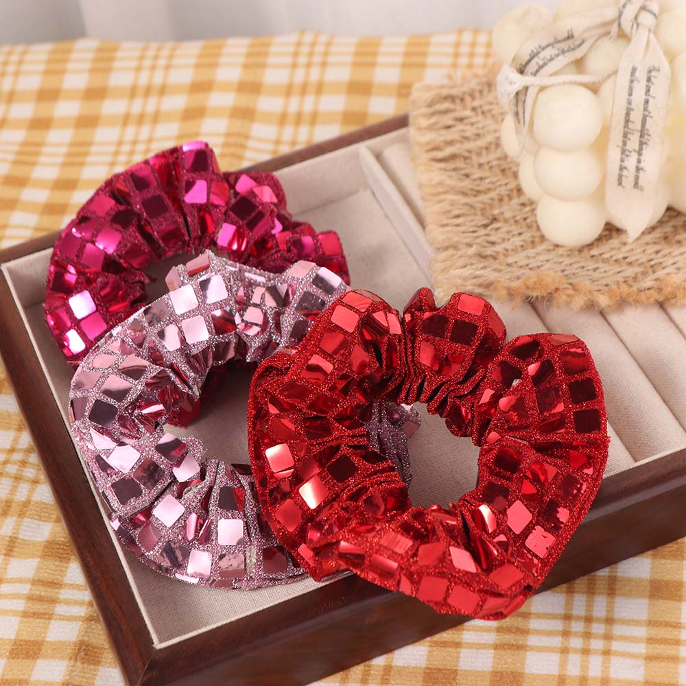 6pcs Square Sequin Rubber Bands Set Retro Disco Women's Hair Ties Fashion Sequin Hair Rope  Wedding