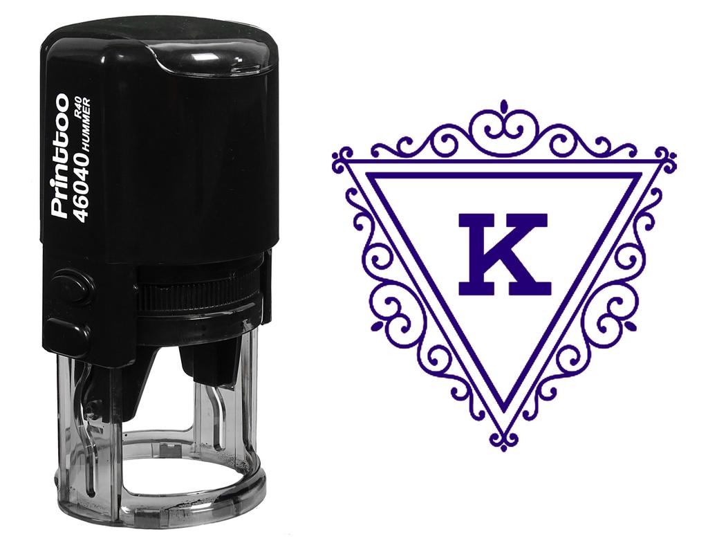 Printtoo Office Stationary R-40 K Alphabet Triangle Swirl Border Monogram Initial Self Inking Rubber