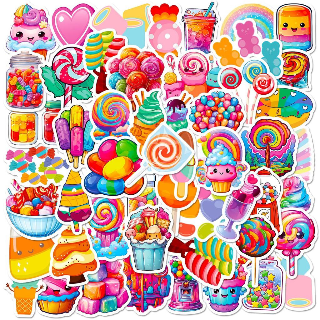 50 Stickers Colorful Candy Lollipop Dessert New Products Personalized DIY Decorative Stickers Waterproof Stickers
