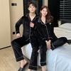 Golden velvet pajamas for women, couples, men's long-sleeved cardigan, premium new Korean version, popular loungewear can be worn outside