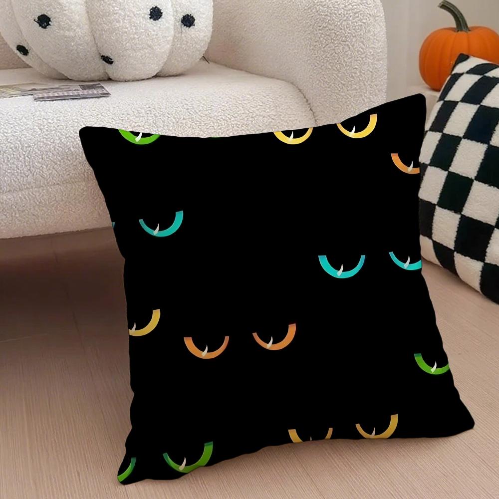 Cute Art Cat Eyes Cushion Cover Throw Pillow Cover Hidden Button Durable Polyester Chair Cushion
