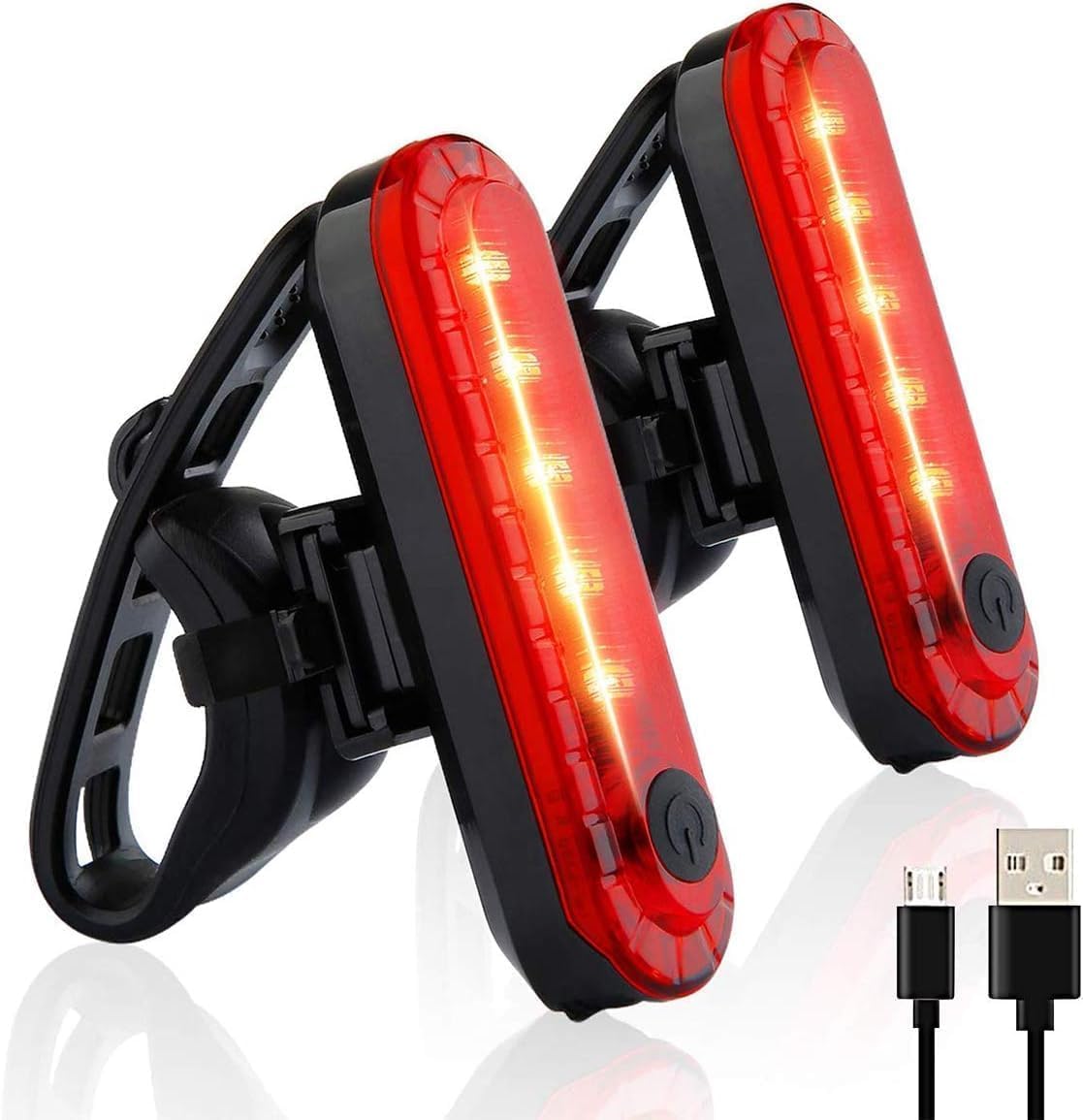 

of 2 Tail Bicycle USB LED Rear IPX4 4 Light Frame Safety Enhances Nighttime Ride Easy No Tools Perfect for and Cycling Red [Set Red] Light, Light,