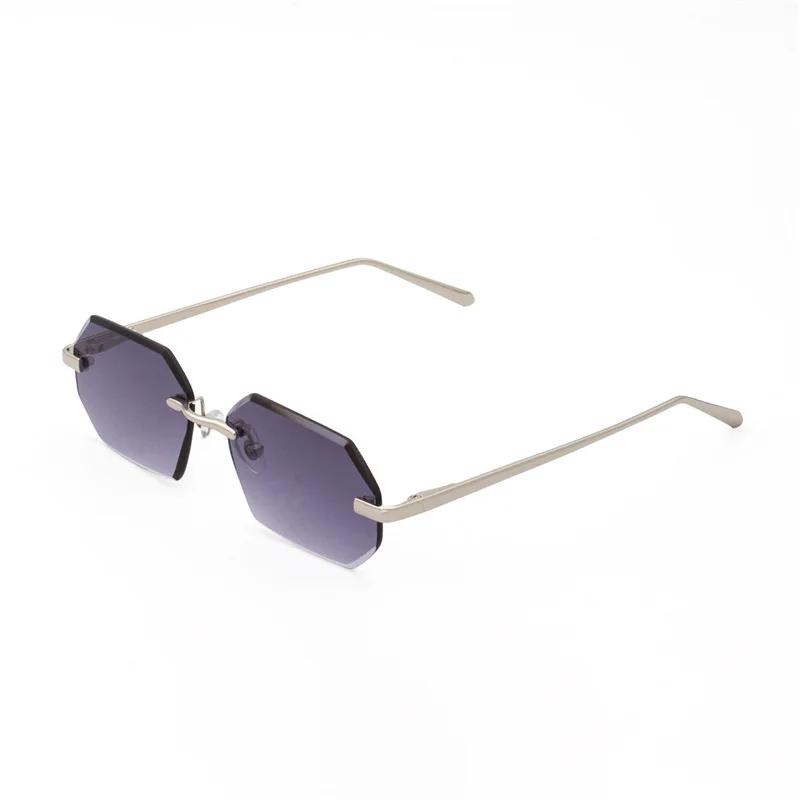 

Sunglasses Men Brand Designer Fashion Rimless Sun Glasses Shades Diamond Cut Lens Ladies Frameless Metal Eye glasses