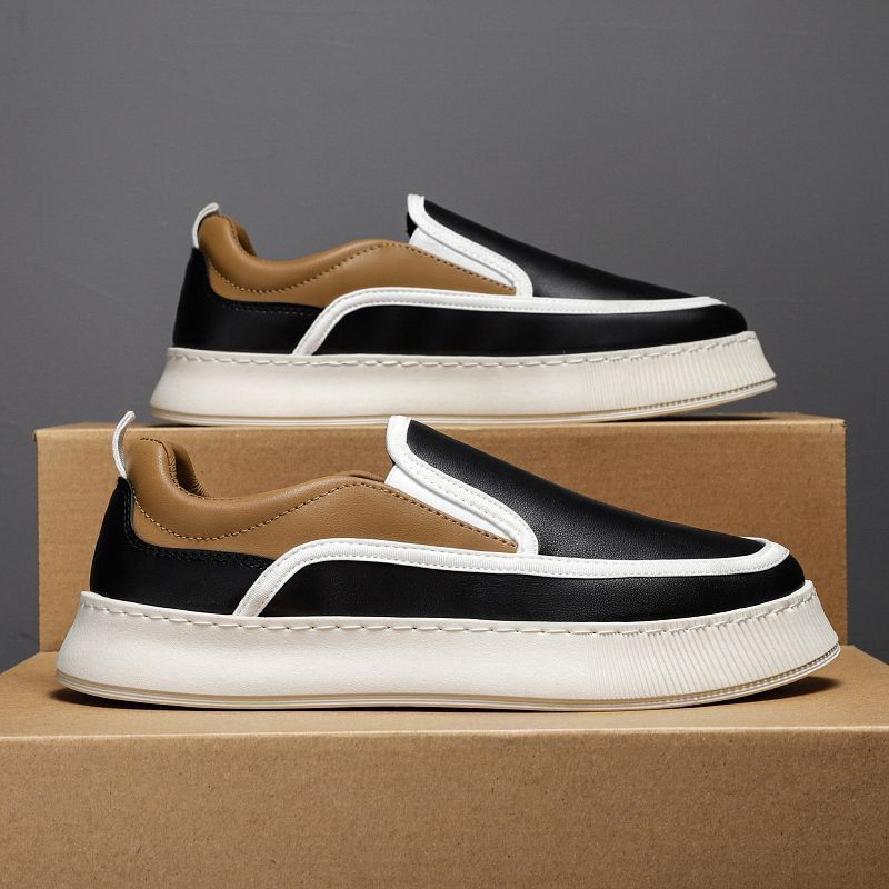 Men's shoes 2025 new lazy one-pedal leather shoes men's breathable and lightweight board shoes casual niche non-slip and wear-resistant tide shoes